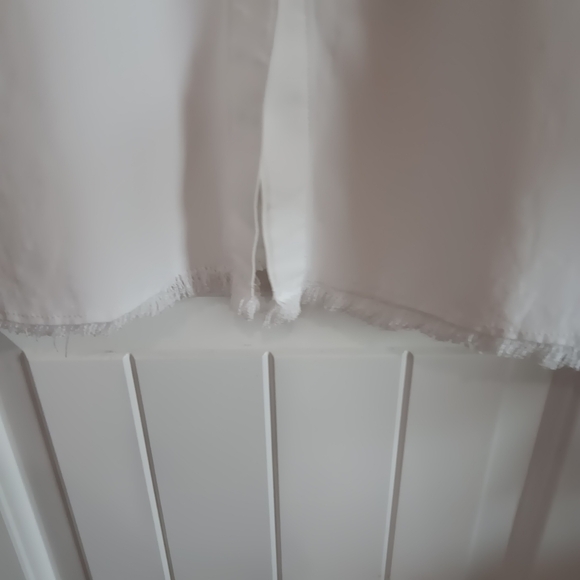 JOHN MARK Button Front Raw Bottom Hem Pocket Front Embroidered Shirt Dress Med - Picture 12 of 14